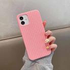 For iPhone 12 Pro Max Herringbone Texture Silicone Protective Case(Pink) - 1