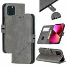 Stitching Style 2-Color Cow Texture Horizontal Flip PU Leather Case with Holder & Card Slot & Lanyard For iPhone 13(Gray) - 1