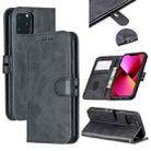 Stitching Style 2-Color Cow Texture Horizontal Flip PU Leather Case with Holder & Card Slot & Lanyard For iPhone 13(Black) - 1