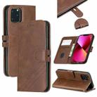 Stitching Style 2-Color Cow Texture Horizontal Flip PU Leather Case with Holder & Card Slot & Lanyard For iPhone 13(Brown) - 1