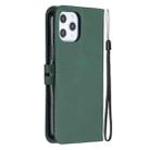 Stitching Style 2-Color Cow Texture Horizontal Flip PU Leather Case with Holder & Card Slot & Lanyard For iPhone 13(Green) - 3