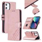 Stitching Style 2-Color Cow Texture Horizontal Flip PU Leather Case with Holder & Card Slot & Lanyard For iPhone 13 mini(Rose Gold) - 1
