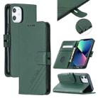 Stitching Style 2-Color Cow Texture Horizontal Flip PU Leather Case with Holder & Card Slot & Lanyard For iPhone 13 mini(Green) - 1