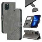 Stitching Style 2-Color Cow Texture Horizontal Flip PU Leather Case with Holder & Card Slot & Lanyard For iPhone 13 Pro(Gray) - 1