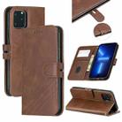 Stitching Style 2-Color Cow Texture Horizontal Flip PU Leather Case with Holder & Card Slot & Lanyard For iPhone 13 Pro Max(Brown) - 1