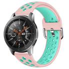 For Galaxy Watch 46 / S3 / Huawei Watch GT 1 / 2 22mm Smart Watch Silicone Double Color Watch Band, Size:L(Pink Green) - 1