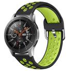 For Galaxy Watch 46 / S3 / Huawei Watch GT 1 / 2 22mm Smart Watch Silicone Double Color Watch Band, Size:S(Black Green) - 1