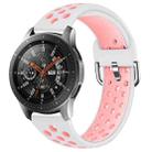 For Galaxy Watch 46 / S3 / Huawei Watch GT 1 / 2 22mm Smart Watch Silicone Double Color Wrist Strap Watchband, Size:S(White Pink) - 1