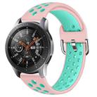 For Galaxy Watch 46 / S3 / Huawei Watch GT 1 / 2 22mm Smart Watch Silicone Double Color Wrist Strap Watchband, Size:S(Pink Green) - 1