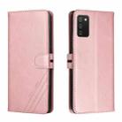 For Samsung Galaxy A03s Stitching Style 2-Color Cow Texture Horizontal Flip PU Leather Case with Holder & Card Slot & Lanyard(Rose Gold) - 1