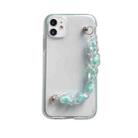 For iPhone 12 mini Dual-color PC+TPU Shockproof Case with Heart Beads Wrist Bracelet Chain (Blue) - 1