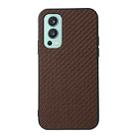 For OnePlus Nord 2 5G Carbon Fiber Skin PU + PC + TPU Shockprof Protective Case(Brown) - 1