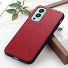 For OnePlus Nord 2 5G Litchi Texture Genuine Leather Folding Protective Case(Red) - 1