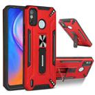 For Tecno Spark 6 Go War-god Armor TPU + PC Shockproof Magnetic Protective Case with Folding Holder(Red) - 1