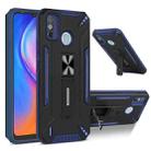 For Tecno Spark 6 Go War-god Armor TPU + PC Shockproof Magnetic Protective Case with Folding Holder(Blue + Black) - 1