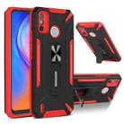 For Tecno Spark 6 Go War-god Armor TPU + PC Shockproof Magnetic Protective Case with Folding Holder(Red+ Black) - 1