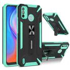 For Tecno Spark 6 Go War-god Armor TPU + PC Shockproof Magnetic Protective Case with Folding Holder(Green + Black) - 1