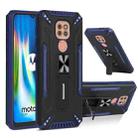 For Motorola Moto G9 Play War-god Armor TPU + PC Shockproof Magnetic Protective Case with Folding Holder(Blue + Black) - 1