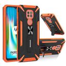 For Motorola Moto G9 Play War-god Armor TPU + PC Shockproof Magnetic Protective Case with Folding Holder(Orange + Black) - 1