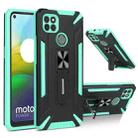 For Motorola Moto G9 Power War-god Armor TPU + PC Shockproof Magnetic Protective Case with Folding Holder(Green + Black) - 1