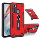 For Motorola Moto G60 War-god Armor TPU + PC Shockproof Magnetic Protective Case with Folding Holder(Red) - 1