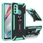 For Motorola Moto G60 War-god Armor TPU + PC Shockproof Magnetic Protective Case with Folding Holder(Green + Black) - 1