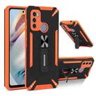 For Motorola Moto G60 War-god Armor TPU + PC Shockproof Magnetic Protective Case with Folding Holder(Orange + Black) - 1