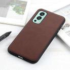 For OnePlus Nord 2 5G Lambskin Texture Protective Case(Brown) - 1