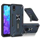 For Huawei Y5 2019 War-god Armor TPU + PC Shockproof Magnetic Protective Case with Folding Holder(Blue) - 1