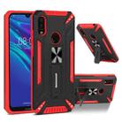 For Huawei Y6 2019 War-god Armor TPU + PC Shockproof Magnetic Protective Case with Folding Holder(Red+ Black) - 1