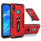 For Huawei Y7 2019 War-god Armor TPU + PC Shockproof Magnetic Protective Case with Folding Holder(Red) - 1