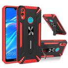 For Huawei Y7 2019 War-god Armor TPU + PC Shockproof Magnetic Protective Case with Folding Holder(Red+ Black) - 1