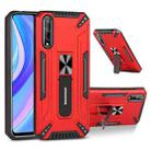 For Huawei Y8p War-god Armor TPU + PC Shockproof Magnetic Protective Case with Folding Holder(Red) - 1