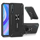 For Huawei Y8p War-god Armor TPU + PC Shockproof Magnetic Protective Case with Folding Holder(Black) - 1