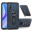 For Huawei Y8p War-god Armor TPU + PC Shockproof Magnetic Protective Case with Folding Holder(Blue) - 1