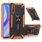 For Huawei Y8p War-god Armor TPU + PC Shockproof Magnetic Protective Case with Folding Holder(Orange + Black) - 1