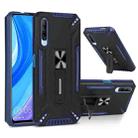 For Huawei Y9s War-god Armor TPU + PC Shockproof Magnetic Protective Case with Folding Holder(Blue + Black) - 1
