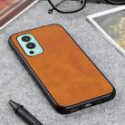 For OnePlus Nord 2 5G Two-color Cowhide Texture PU Shockproof Protective Case(Brown) - 1