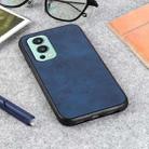 For OnePlus Nord 2 5G Two-color Cowhide Texture PU Shockproof Protective Case(Blue) - 1