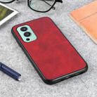 For OnePlus Nord 2 5G Two-color Cowhide Texture PU Shockproof Protective Case(Red) - 1