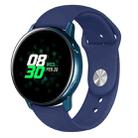 For Samsung Galaxy Watch Active2 Bluetooth Version 40mm Smart Watch Solid Color Silicone Watch Band, Size:S (Blue) - 1