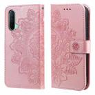 For OnePlus Nord CE 5G 7-petal Flowers Embossing Pattern Horizontal Flip PU Leather Case with Holder & Card Slots & Wallet & Photo Frame(Rose Gold) - 1