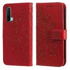 For OnePlus Nord CE 5G 7-petal Flowers Embossing Pattern Horizontal Flip PU Leather Case with Holder & Card Slots & Wallet & Photo Frame(Red) - 1