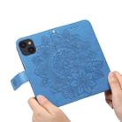 For iPhone 13 7-petal Flowers Embossing Pattern Horizontal Flip PU Leather Case with Holder & Card Slots & Wallet & Photo Frame(Blue) - 5