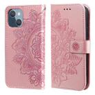 For iPhone 13 mini 7-petal Flowers Embossing Pattern Horizontal Flip PU Leather Case with Holder & Card Slots & Wallet & Photo Frame (Rose Gold) - 1