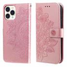 For iPhone 13 Pro Max 7-petal Flowers Embossing Pattern Horizontal Flip PU Leather Case with Holder & Card Slots & Wallet & Photo Frame (Rose Gold) - 1