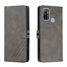 For OPPO A53 / A53s Stitching Style 2-Color Cow Texture Horizontal Flip PU Leather Case with Holder & Card Slot & Lanyard(Gray) - 1