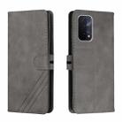 For OPPO A54 5G / A74 5G Stitching Style 2-Color Cow Texture Horizontal Flip PU Leather Case with Holder & Card Slot & Lanyard(Gray) - 1