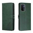 For OPPO A54 5G / A74 5G Stitching Style 2-Color Cow Texture Horizontal Flip PU Leather Case with Holder & Card Slot & Lanyard(Green) - 1
