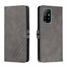 For OPPO A94 5G / A95 5G Stitching Style 2-Color Cow Texture Horizontal Flip PU Leather Case with Holder & Card Slot & Lanyard(Gray) - 1